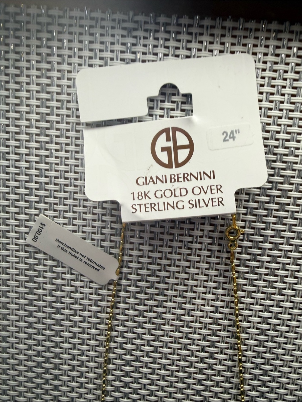 New from Macy’s 24” 18k gold over ss Necklace Chain $100 delicate